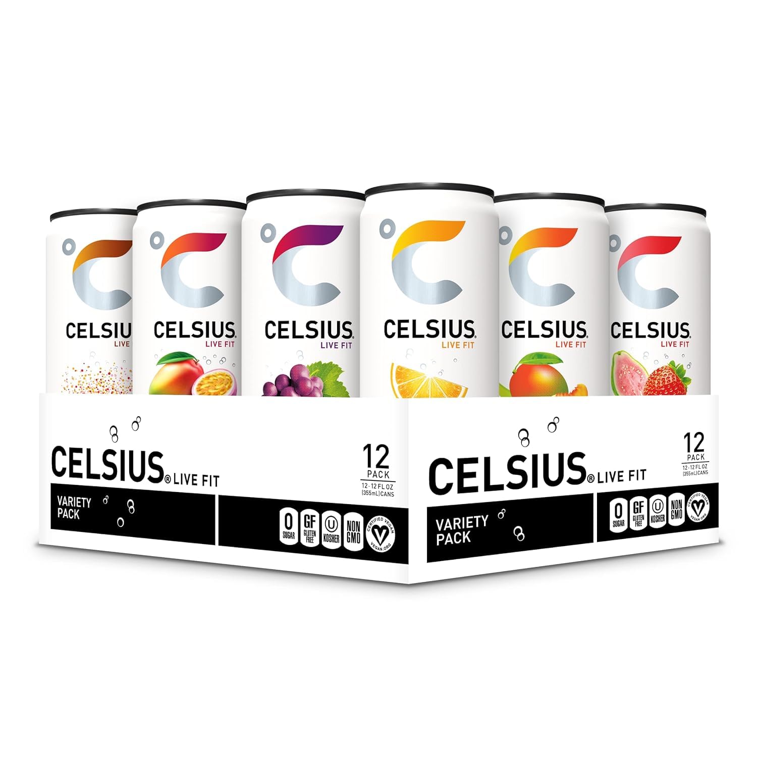  CELSIUS Assorted Flavors Official Variety Pack, Functional Essential Energy Drinks, 12 Fl Oz (Pack Of 12)